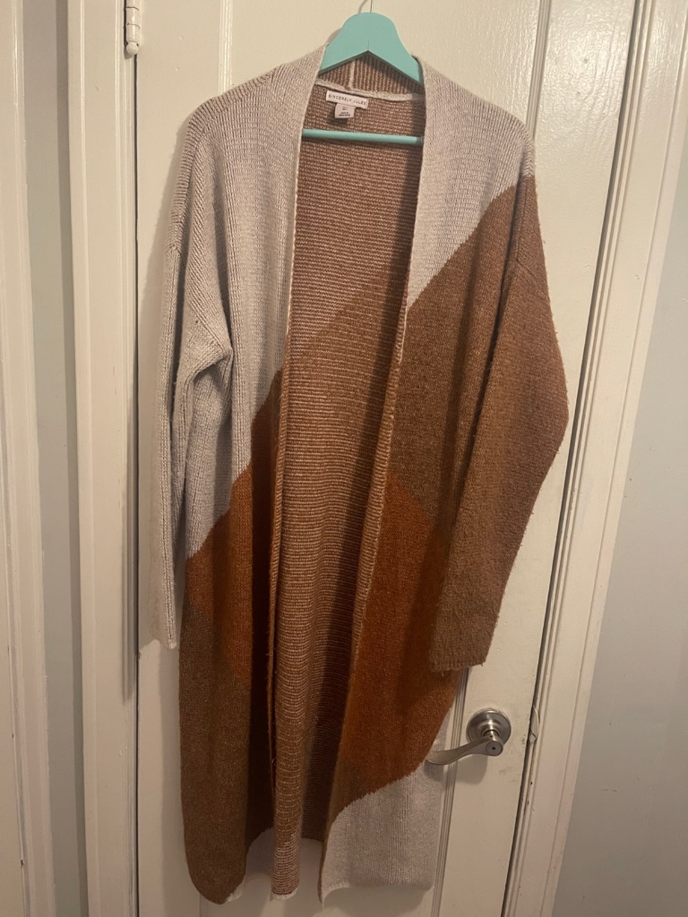 Colorblock Open Front Cardigan - Neutral Tones (item 48)